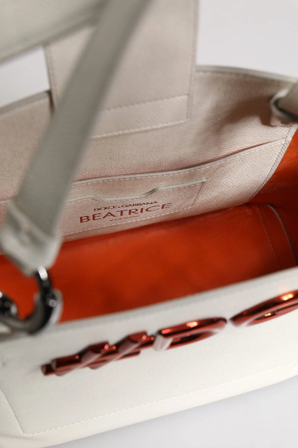 Dolce & Gabbana White Leather #DG BEATRICE Top Handle Tote Bag - Shopper Bags