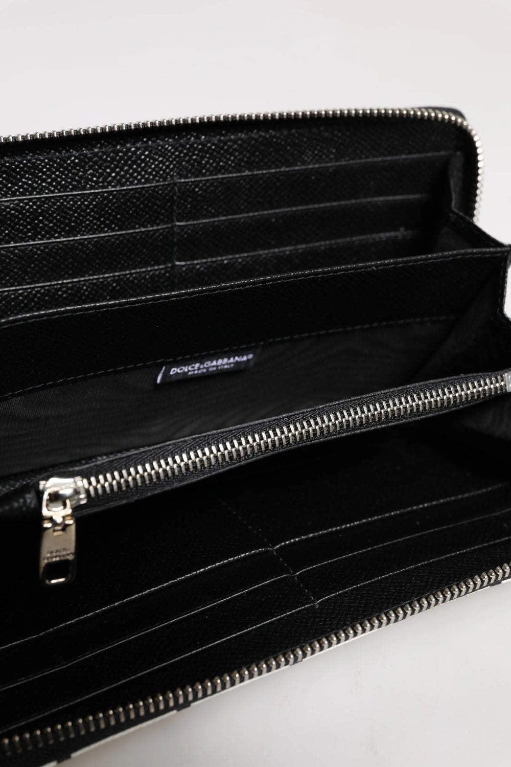 Dolce & Gabbana White Leather DG Crown Royals Continental Zip Around Wallet - Wallets