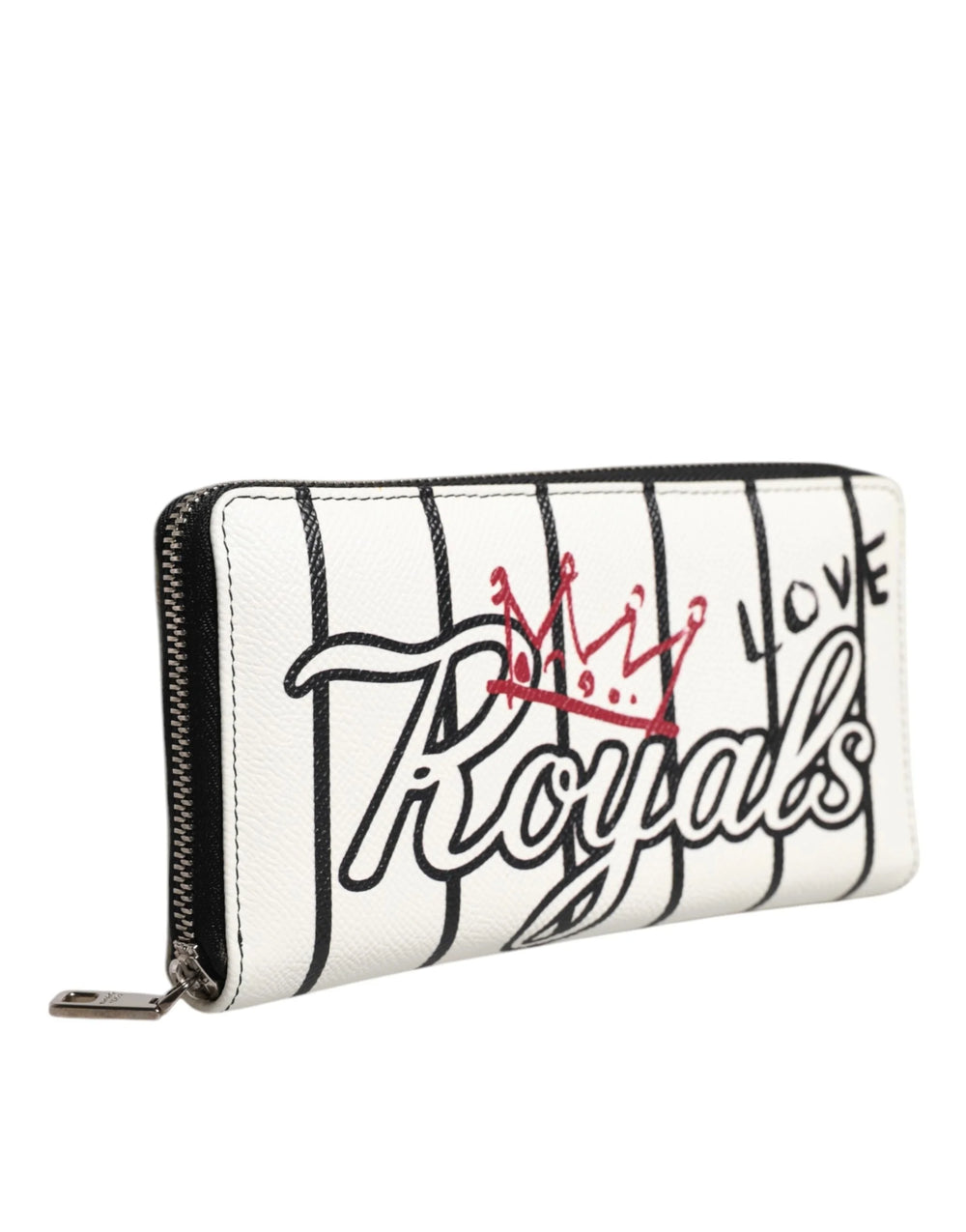 Dolce & Gabbana White Leather DG Crown Royals Continental Zip Around Wallet - Wallets