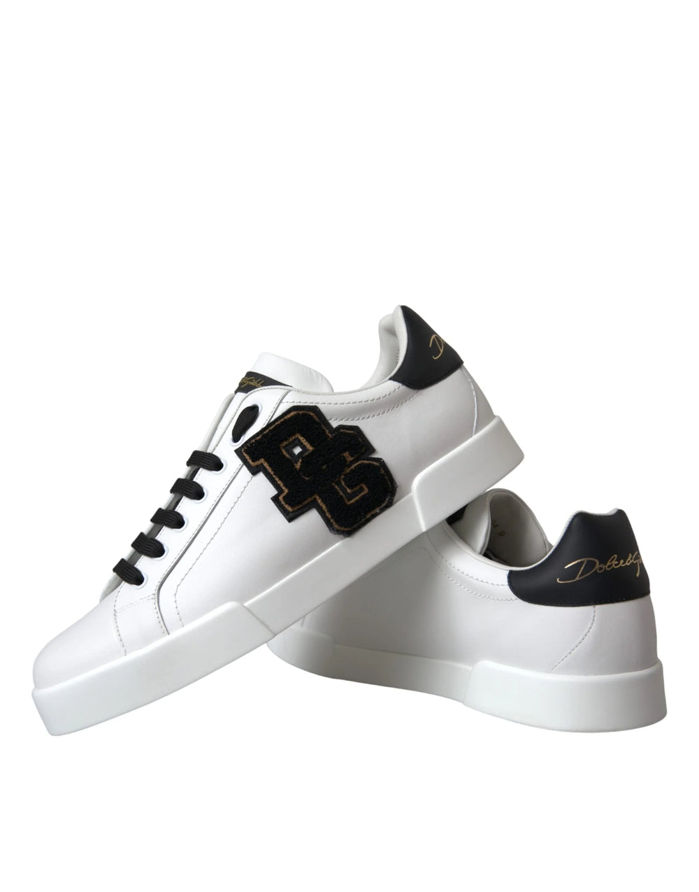 Dolce & Gabbana White Leather DG Logo Casual Low Top Sneakers Shoes - Sneakers