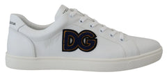 Dolce & Gabbana White Leather DG Logo Casual Sneakers Shoes - EU39.5/US6.5 - Sneakers
