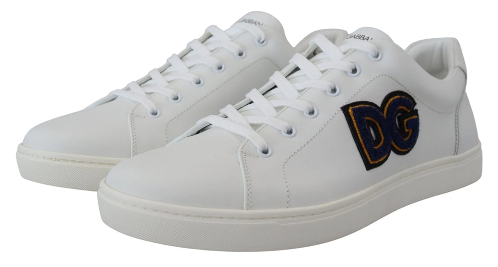 Dolce & Gabbana White Leather DG Logo Casual Sneakers Shoes - EU39.5/US6.5 - Sneakers