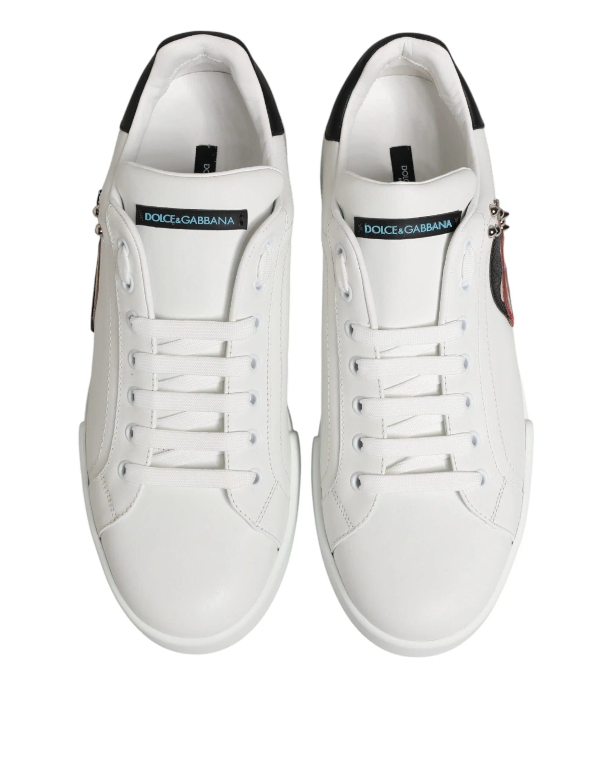 Dolce & Gabbana White Leather #DGFAMILY Men Sneakers Shoes - EU43.5/US10.5