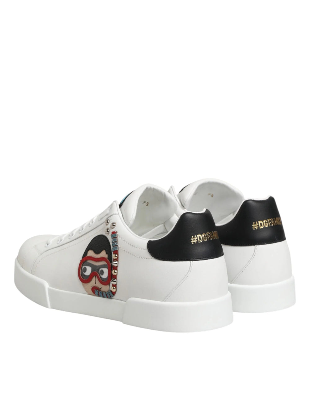 Dolce & Gabbana White Leather #DGFAMILY Men Sneakers Shoes - EU43.5/US10.5