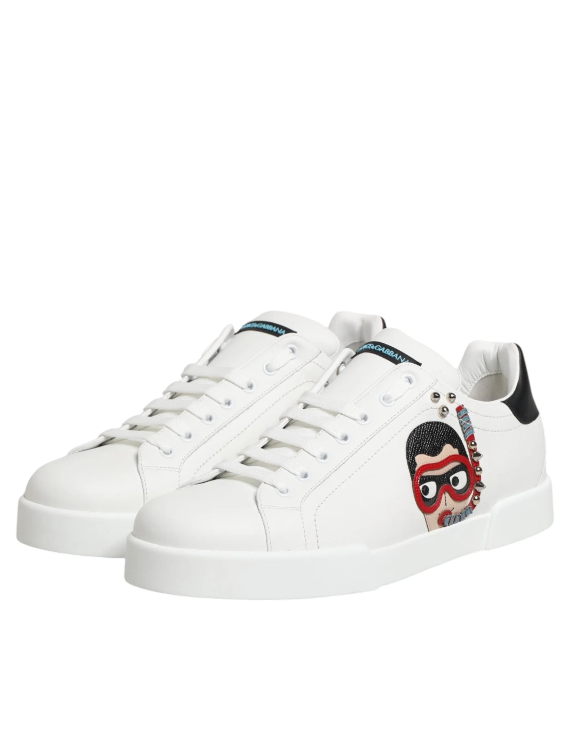 Dolce & Gabbana White Leather #DGFAMILY Men Sneakers Shoes - EU43.5/US10.5