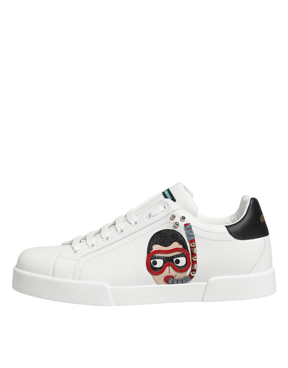 Dolce & Gabbana White Leather #DGFAMILY Men Sneakers Shoes - EU43.5/US10.5
