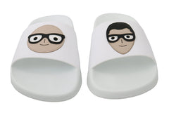 Dolce & Gabbana White Leather #dgfamily Slides Shoes Sandals - EU35/US4.5 - Sandals