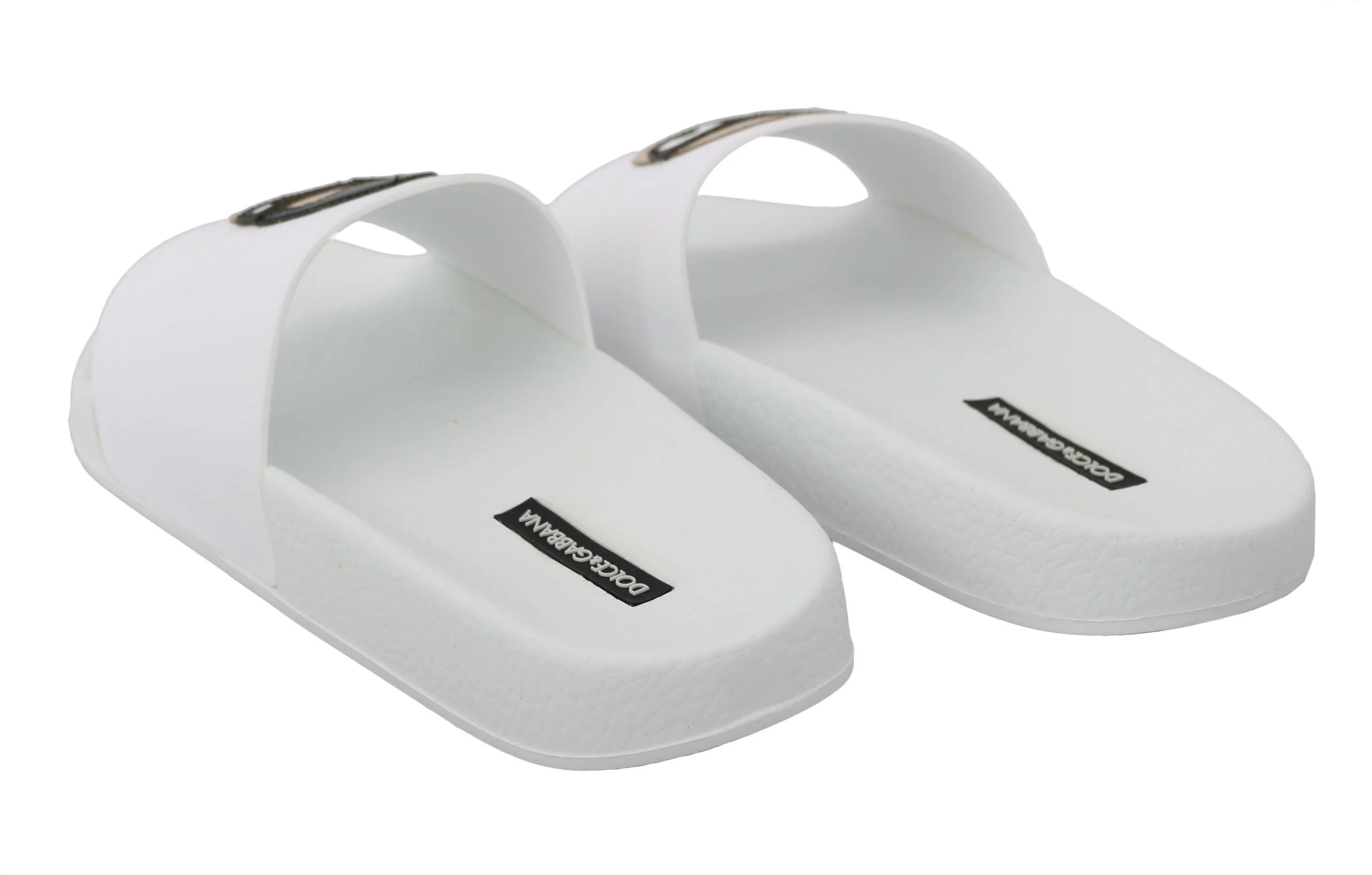 Dolce & Gabbana White Leather #dgfamily Slides Shoes Sandals - EU35/US4.5 - Sandals