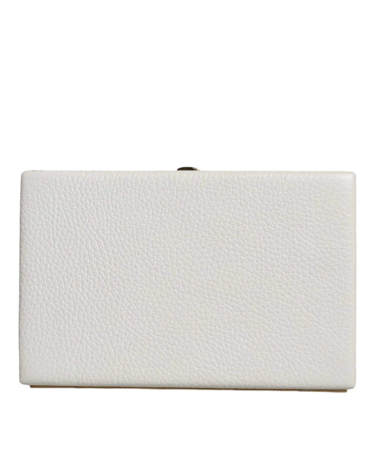 Dolce & Gabbana White Leather Gold Frame Clutch Evening Party Purse Bag - Clutch Bags