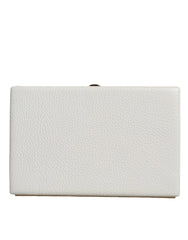 Dolce & Gabbana White Leather Gold Frame Clutch Evening Party Purse Bag - Clutch Bags