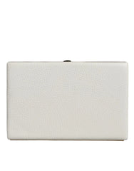 Dolce & Gabbana White Leather Gold Frame Clutch Evening Party Purse Bag - Clutch Bags
