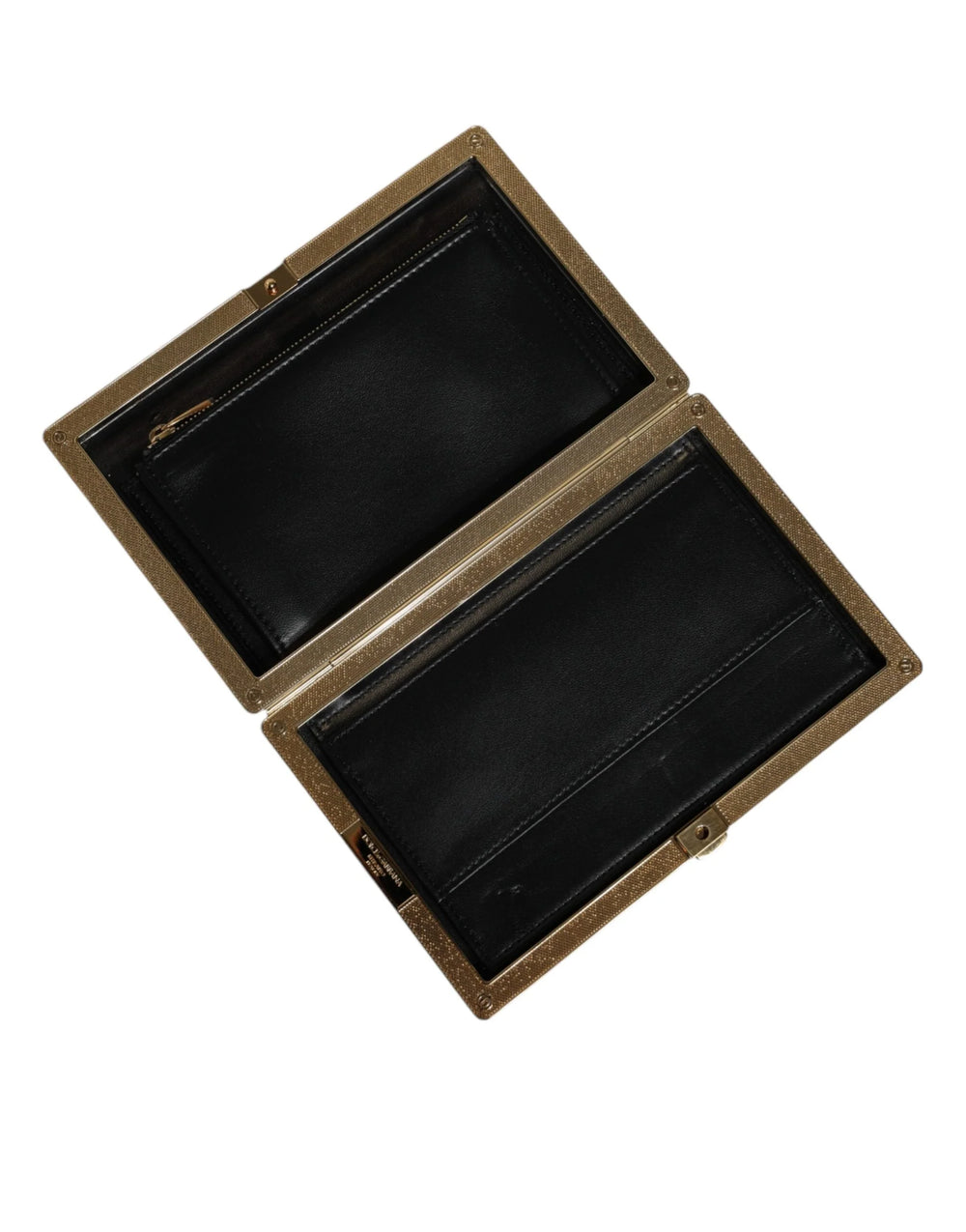 Dolce & Gabbana White Leather Gold Frame Clutch Evening Party Purse Bag - Clutch Bags