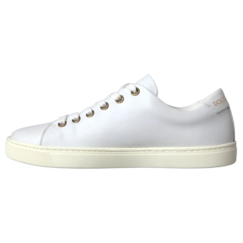 Dolce & Gabbana White Leather Gold Red Heart Sneakers Shoes - EU36.5/US6 - Sneakers