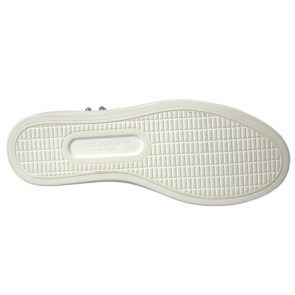 Dolce & Gabbana White Leather Gold Red Heart Sneakers Shoes - EU36.5/US6 - Sneakers