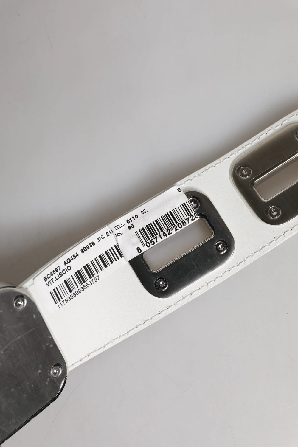 Dolce & Gabbana White Leather Gold Tone Rotating Buckle Belt - 90 cm / 36 Inches - Belts