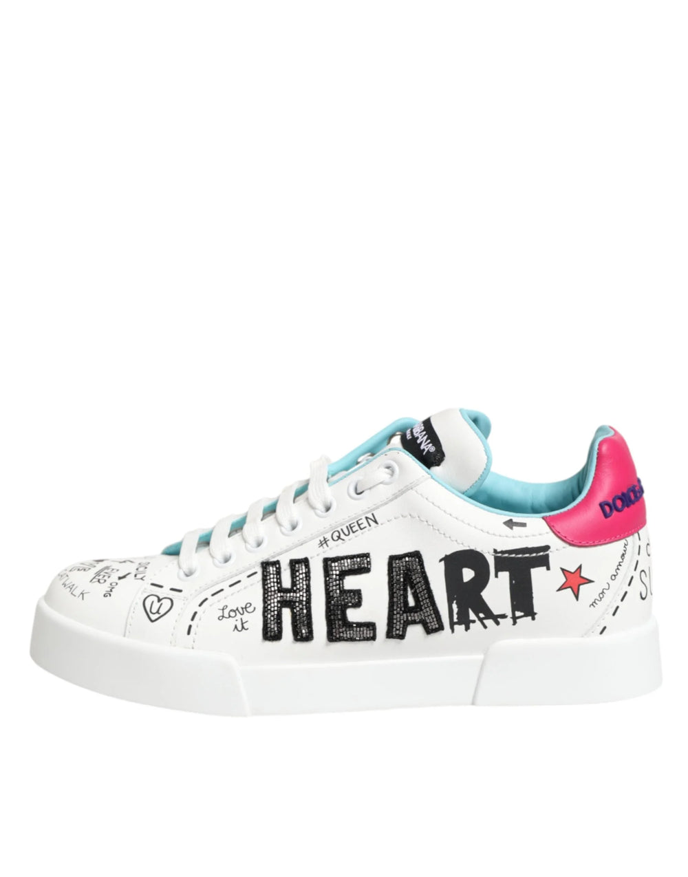 Dolce & Gabbana White Leather Graffiti Low Top Sneakers Shoes - EU36.5/US6 - Sneakers