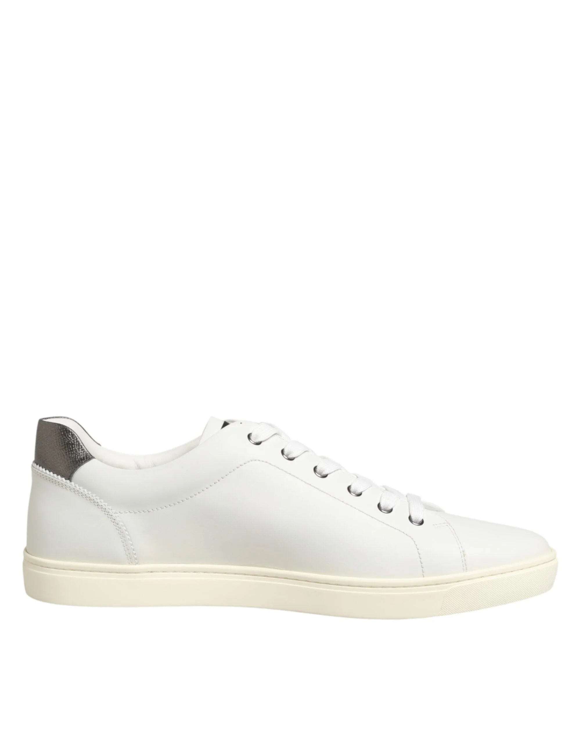 Dolce & Gabbana White Leather Heart Embellished Sneakers Shoes