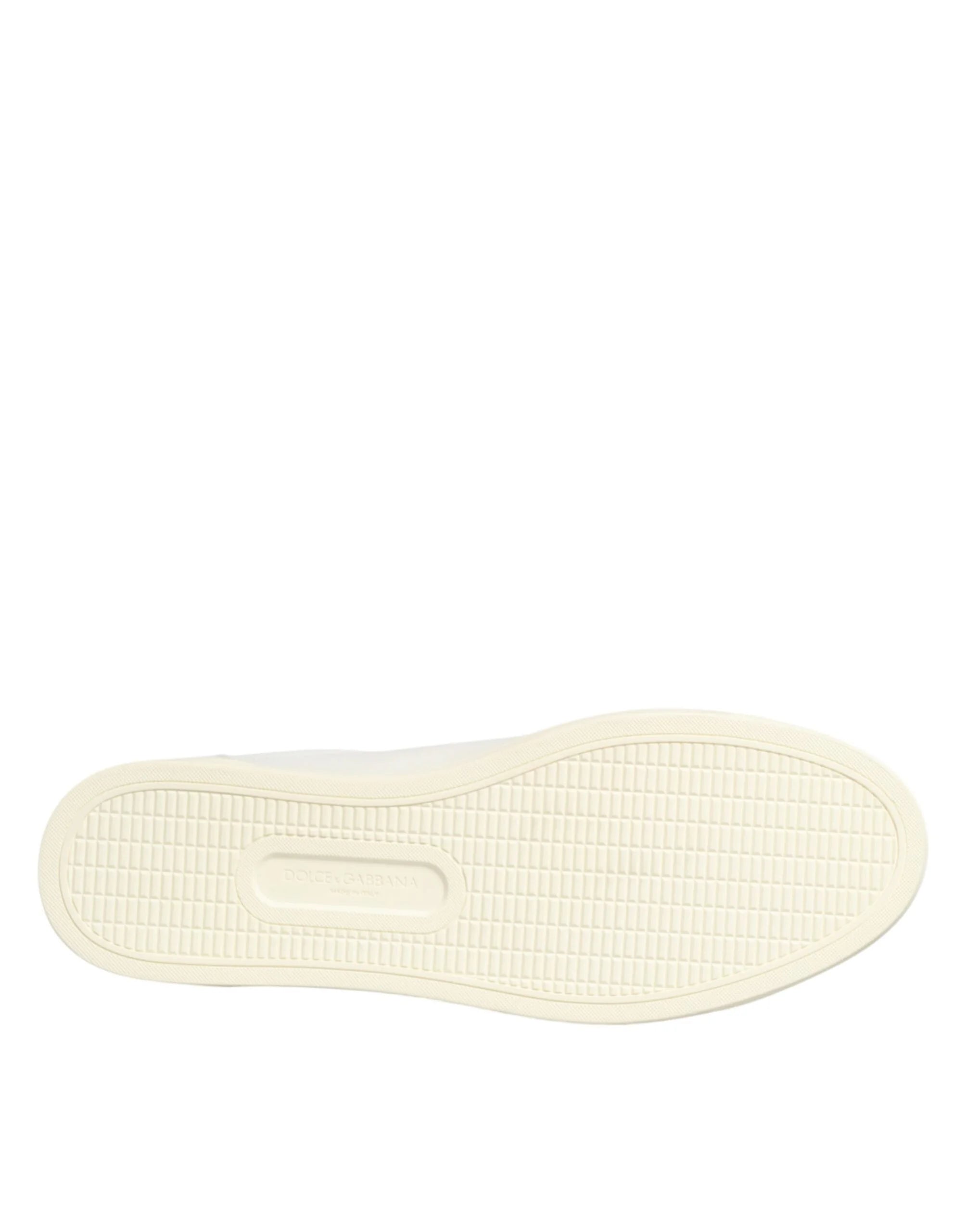 Dolce & Gabbana White Leather Heart Embellished Sneakers Shoes