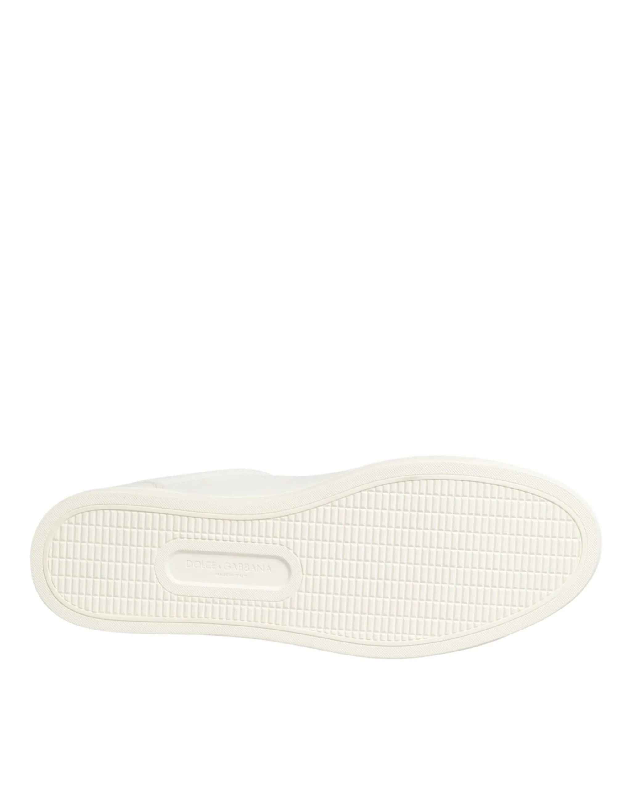 Dolce & Gabbana White Leather Heart Embellished Sneakers Shoes