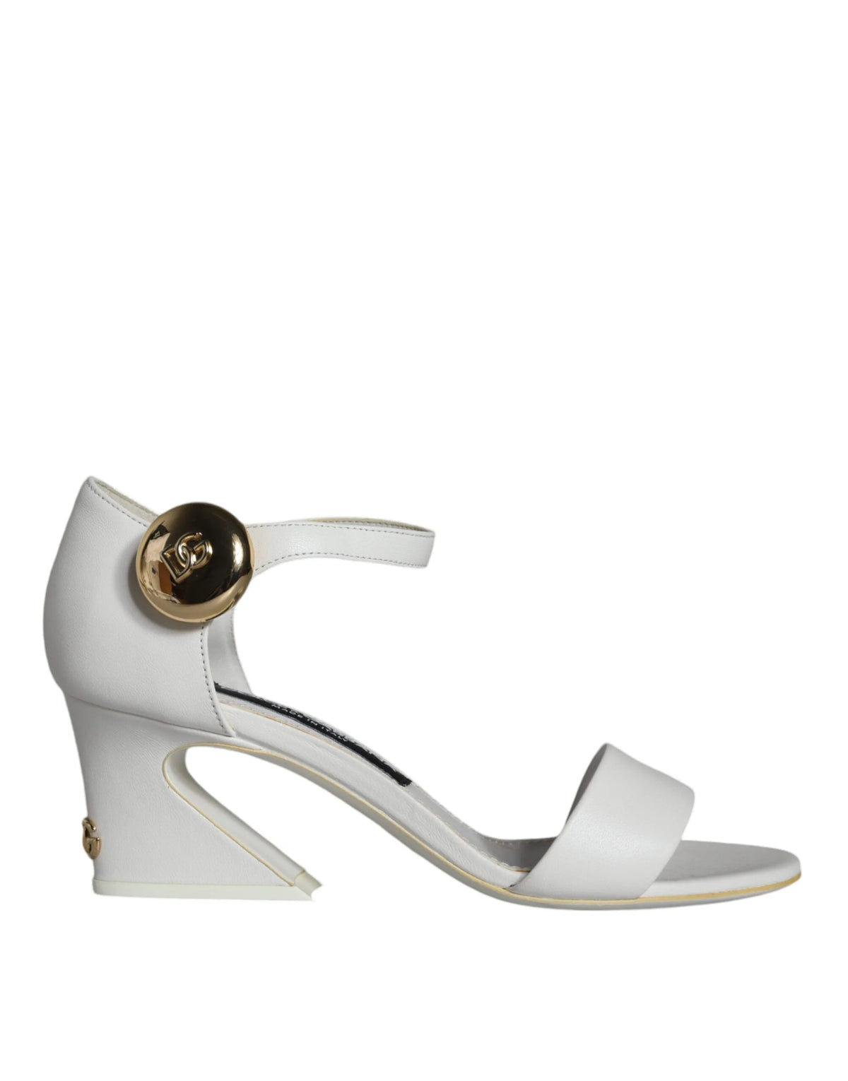 Dolce & Gabbana White Leather Heels Keira Sandals Shoes - EU36/US6 - Sandals
