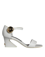 Dolce & Gabbana White Leather Heels Keira Sandals Shoes - EU36/US6 - Sandals