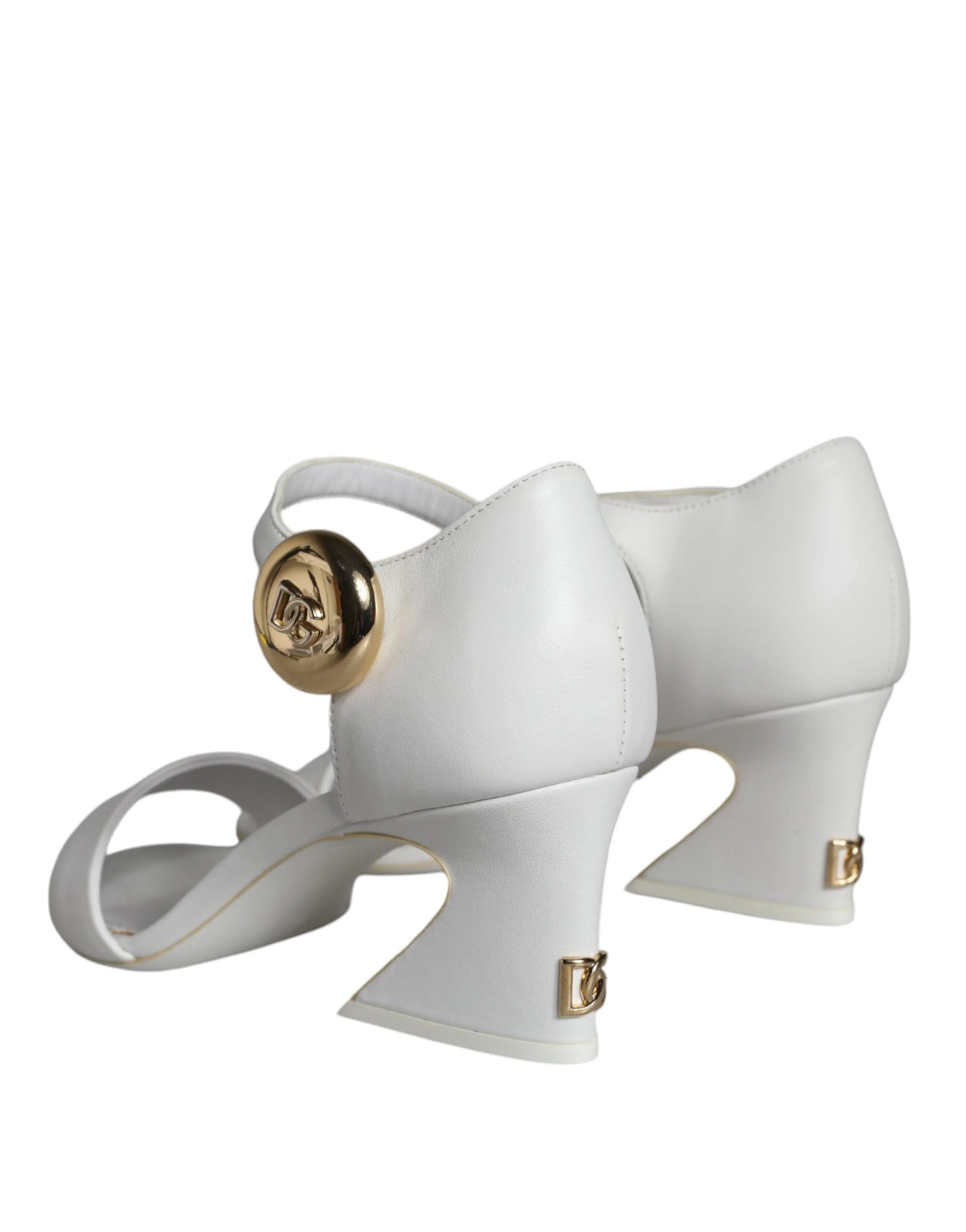 Dolce & Gabbana White Leather Heels Keira Sandals Shoes - EU36/US6 - Sandals