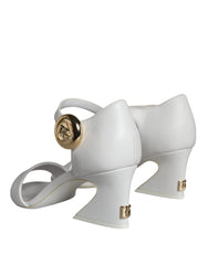 Dolce & Gabbana White Leather Heels Keira Sandals Shoes - EU36/US6 - Sandals