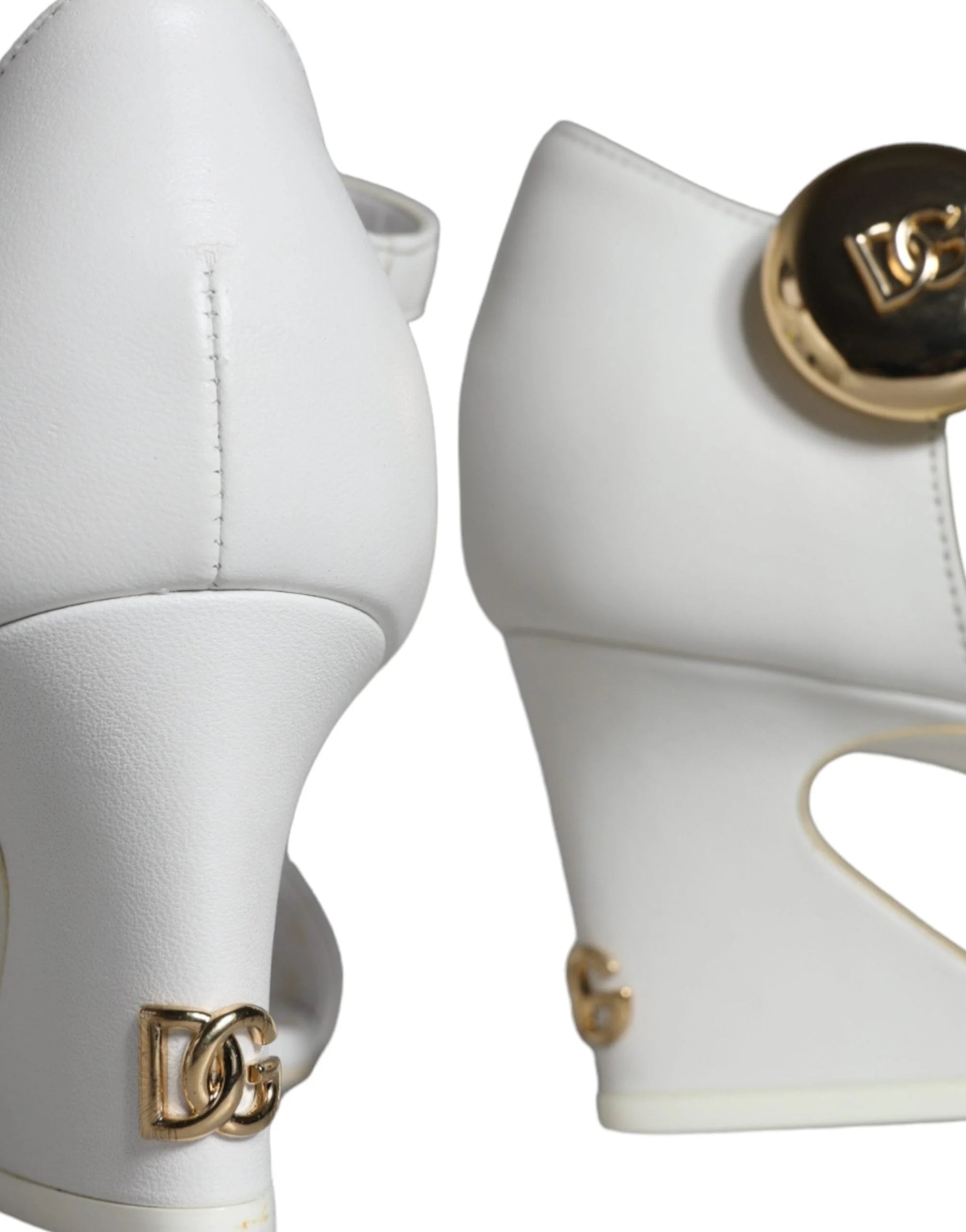 Dolce & Gabbana White Leather Heels Keira Sandals Shoes - EU36/US6 - Sandals