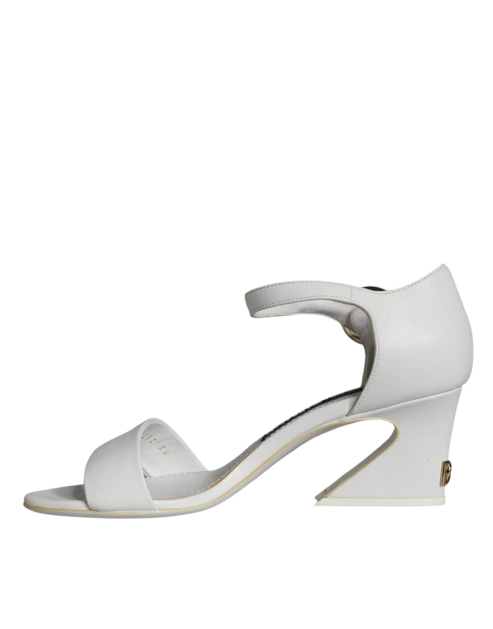 Dolce & Gabbana White Leather Heels Keira Sandals Shoes - EU36/US6 - Sandals