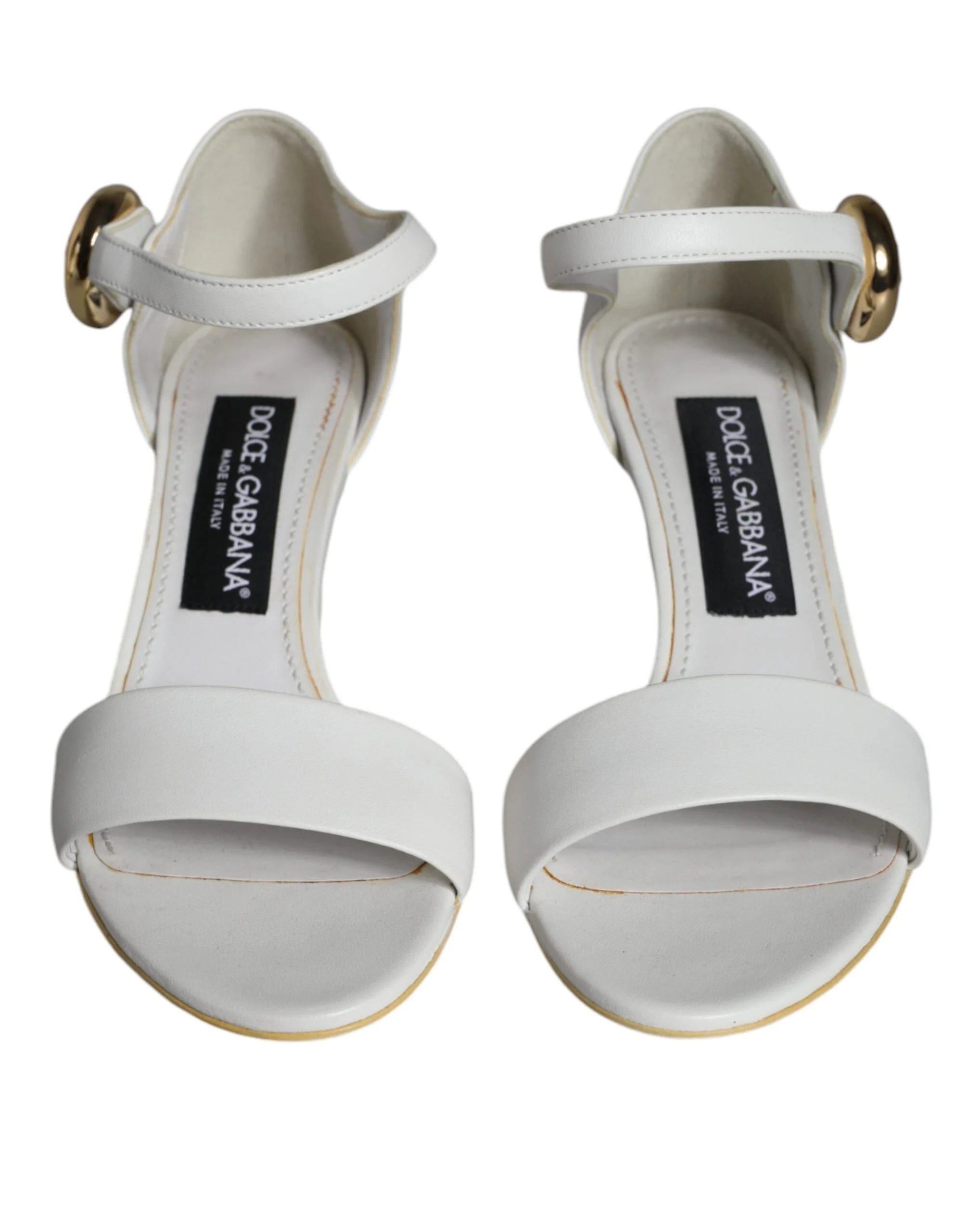 Dolce & Gabbana White Leather Heels Keira Sandals Shoes - EU36/US6 - Sandals