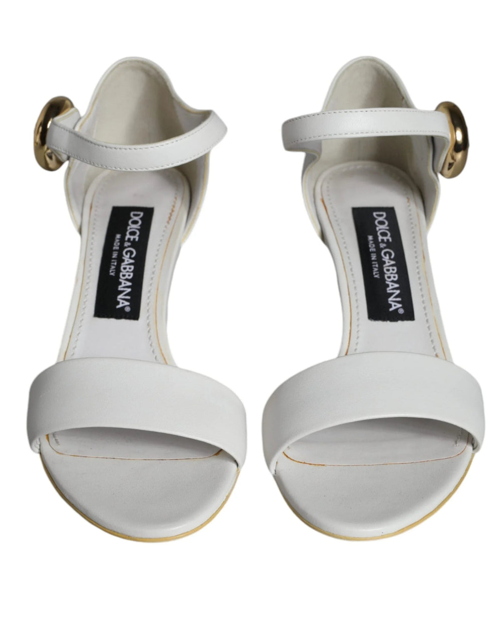 Dolce & Gabbana White Leather Heels Keira Sandals Shoes - EU36/US6 - Sandals