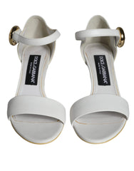Dolce & Gabbana White Leather Heels Keira Sandals Shoes - EU36/US6 - Sandals
