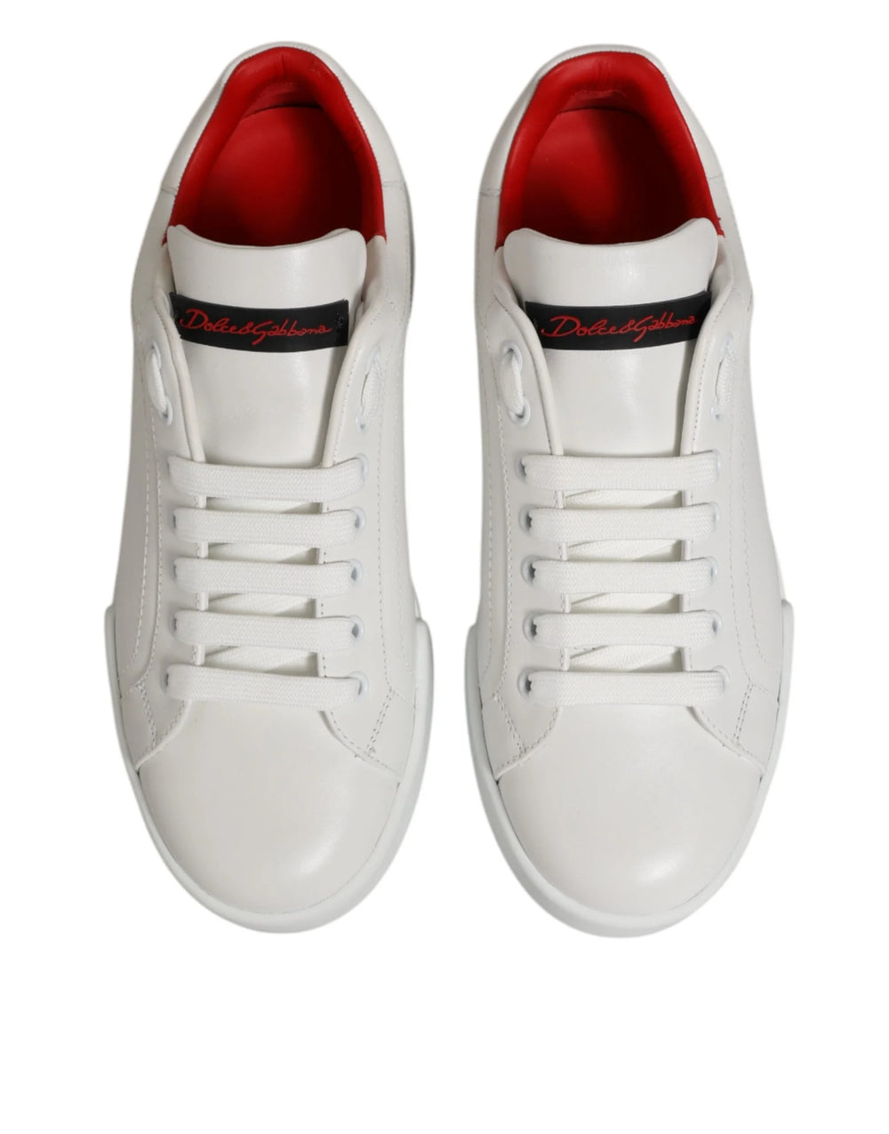 Dolce & Gabbana White Leather Lace Up Low Top Sneakers Shoes - EU39/US6
