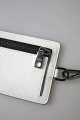 Dolce & Gabbana White Leather Lanyard Logo Card Holder Men Wallet - Card Cases