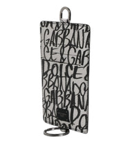 Dolce & Gabbana White Leather Lanyard Logo Print Card Holder Wallet - Card Cases
