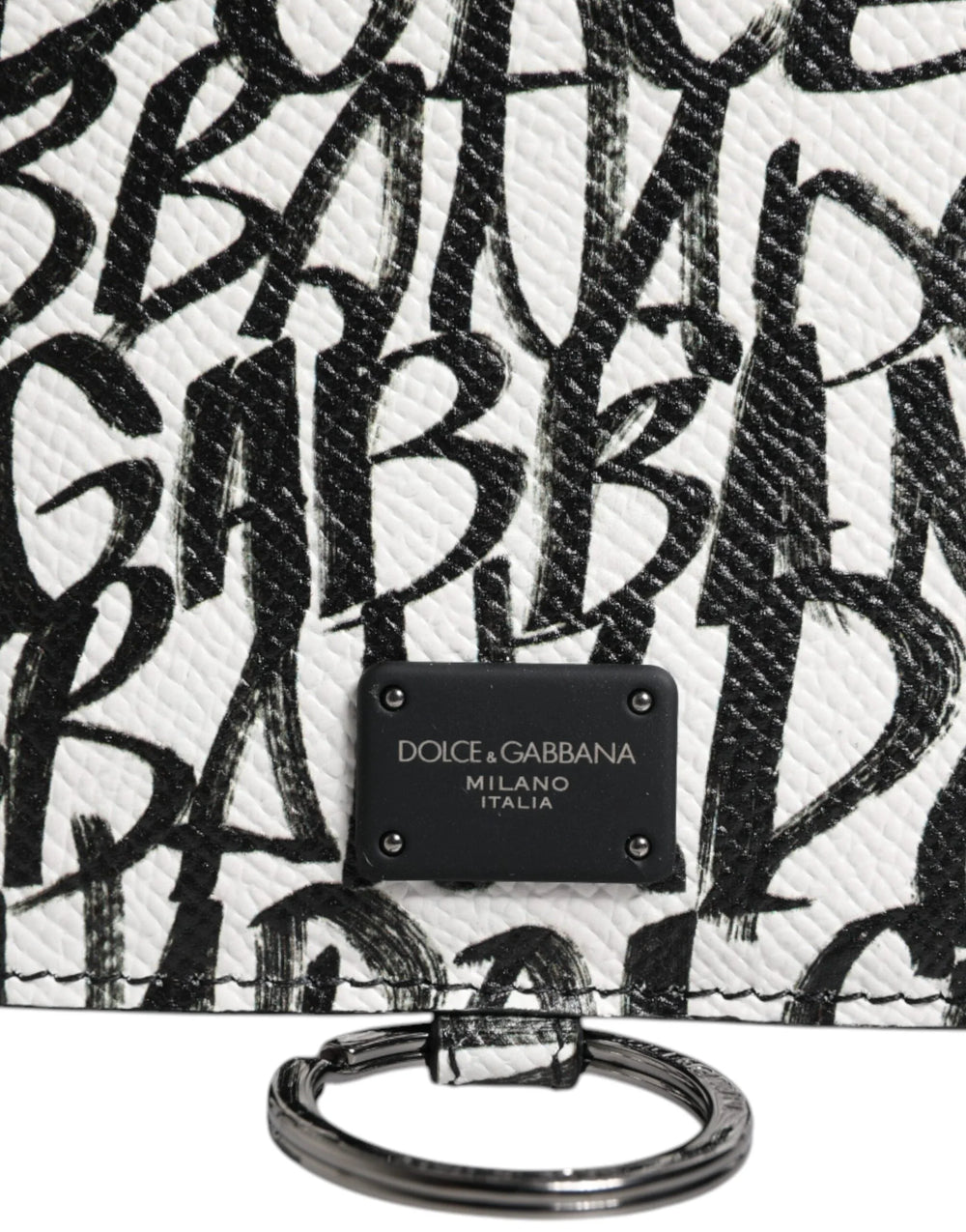 Dolce & Gabbana White Leather Lanyard Logo Print Card Holder Wallet - Card Cases