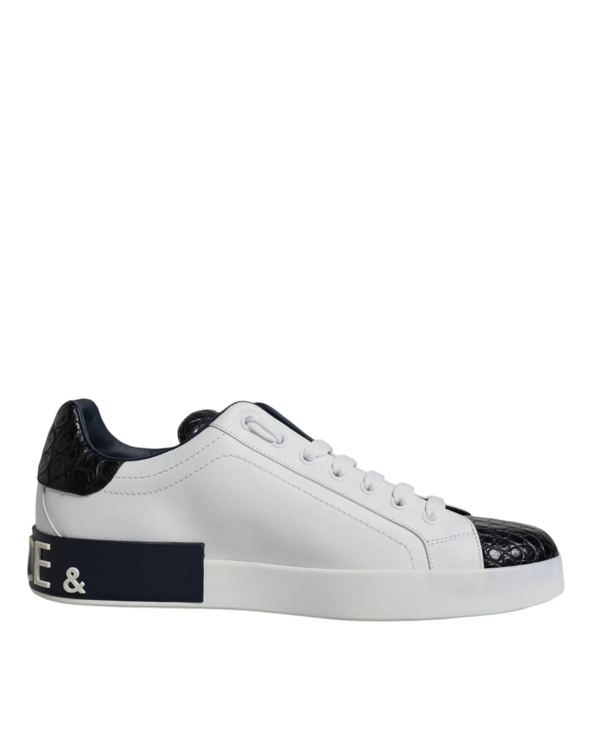 Dolce & Gabbana White Leather Logo Portofino Sneaker Shoes - Sneakers