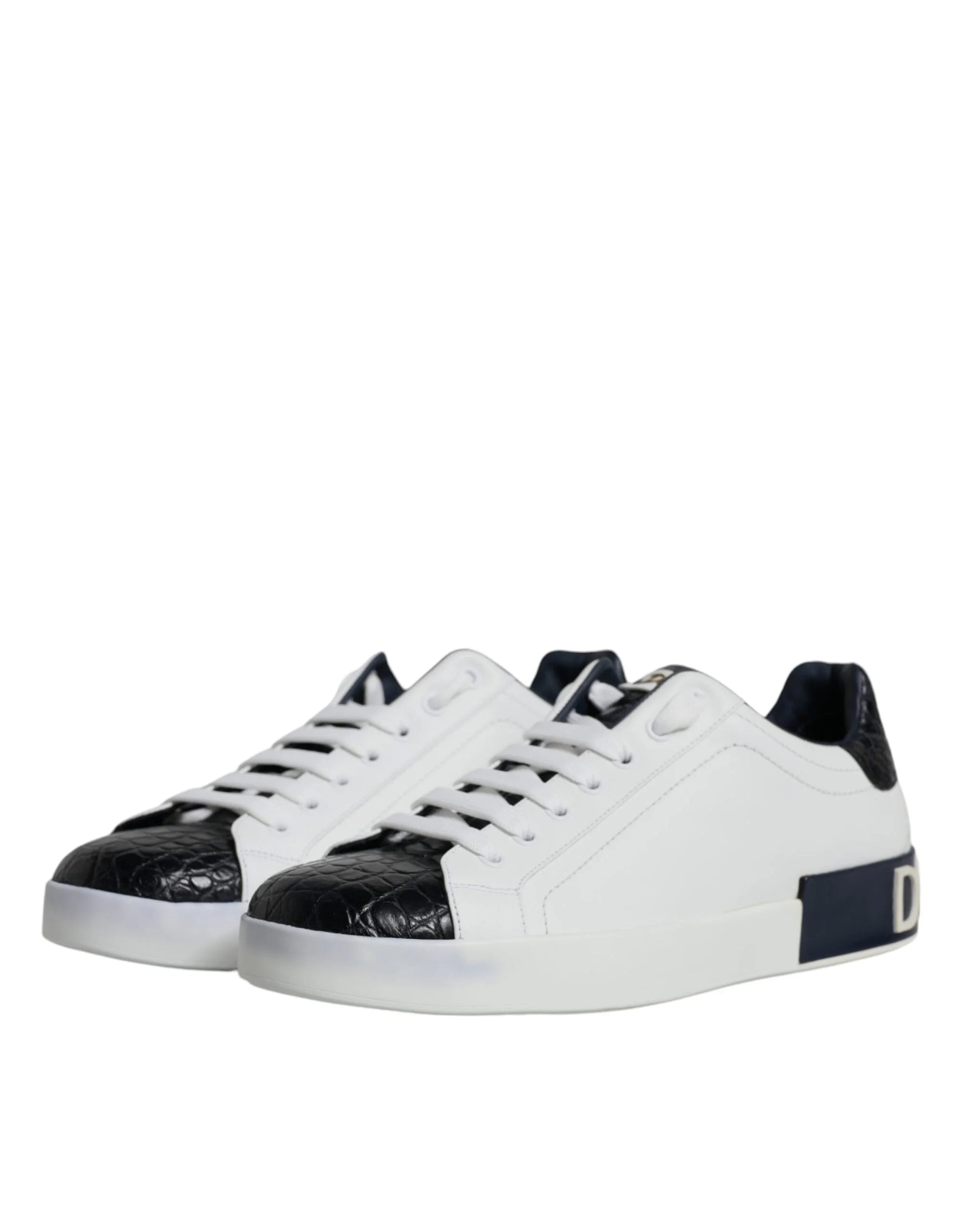 Dolce & Gabbana White Leather Logo Portofino Sneaker Shoes - Sneakers
