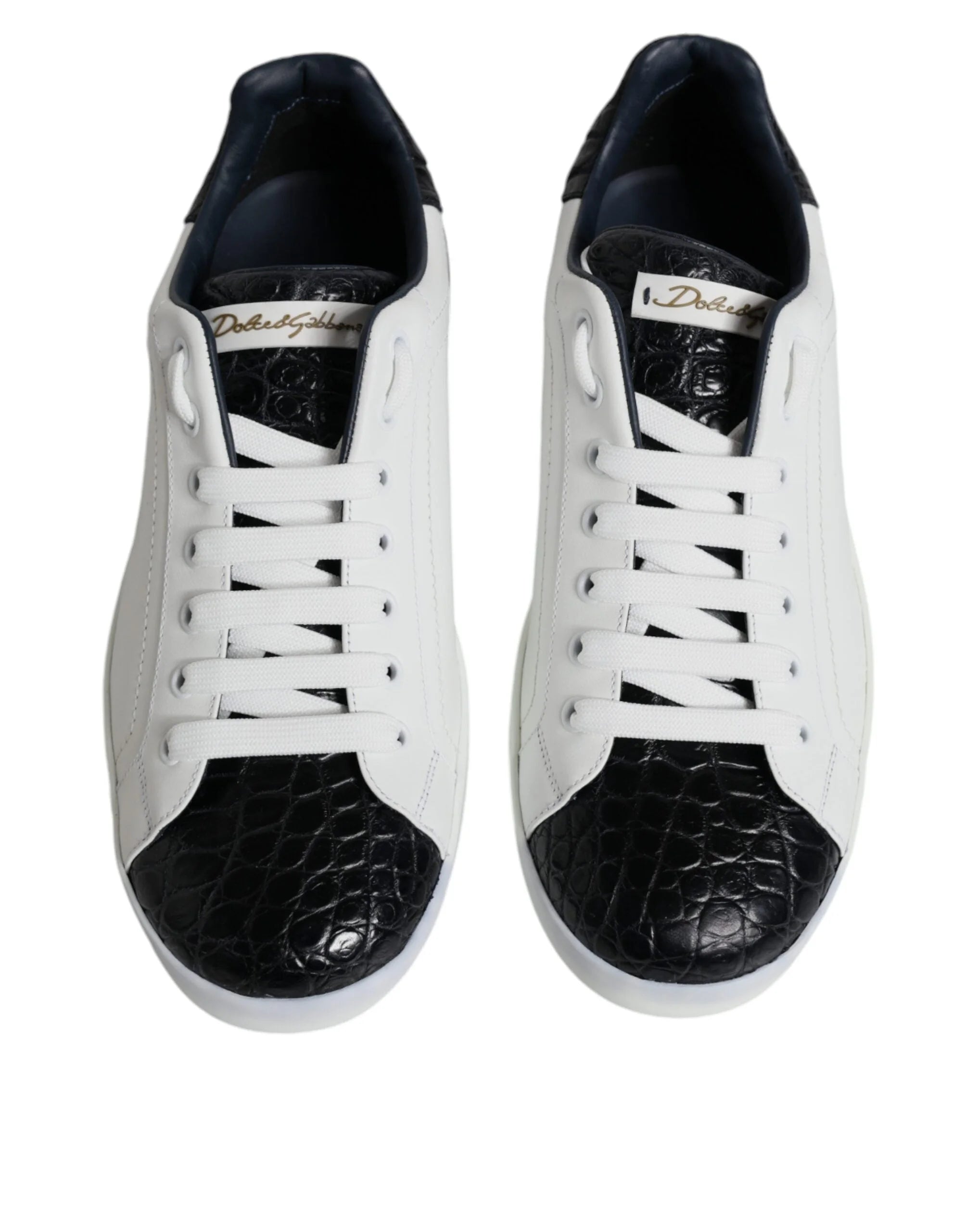 Dolce & Gabbana White Leather Logo Portofino Sneaker Shoes - Sneakers