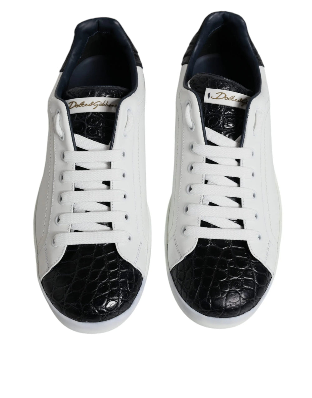Dolce & Gabbana White Leather Logo Portofino Sneaker Shoes - Sneakers