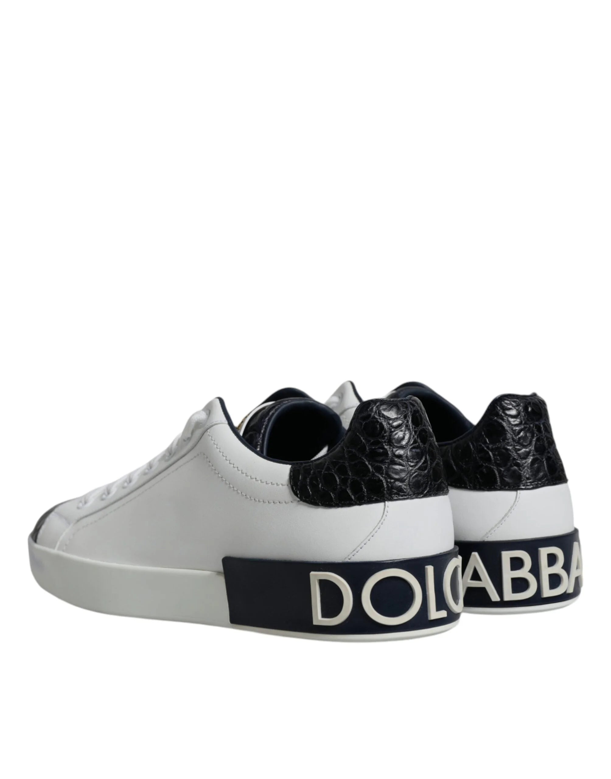 Dolce & Gabbana White Leather Logo Portofino Sneaker Shoes - Sneakers