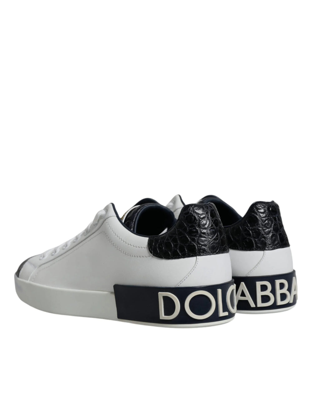 Dolce & Gabbana White Leather Logo Portofino Sneaker Shoes - Sneakers