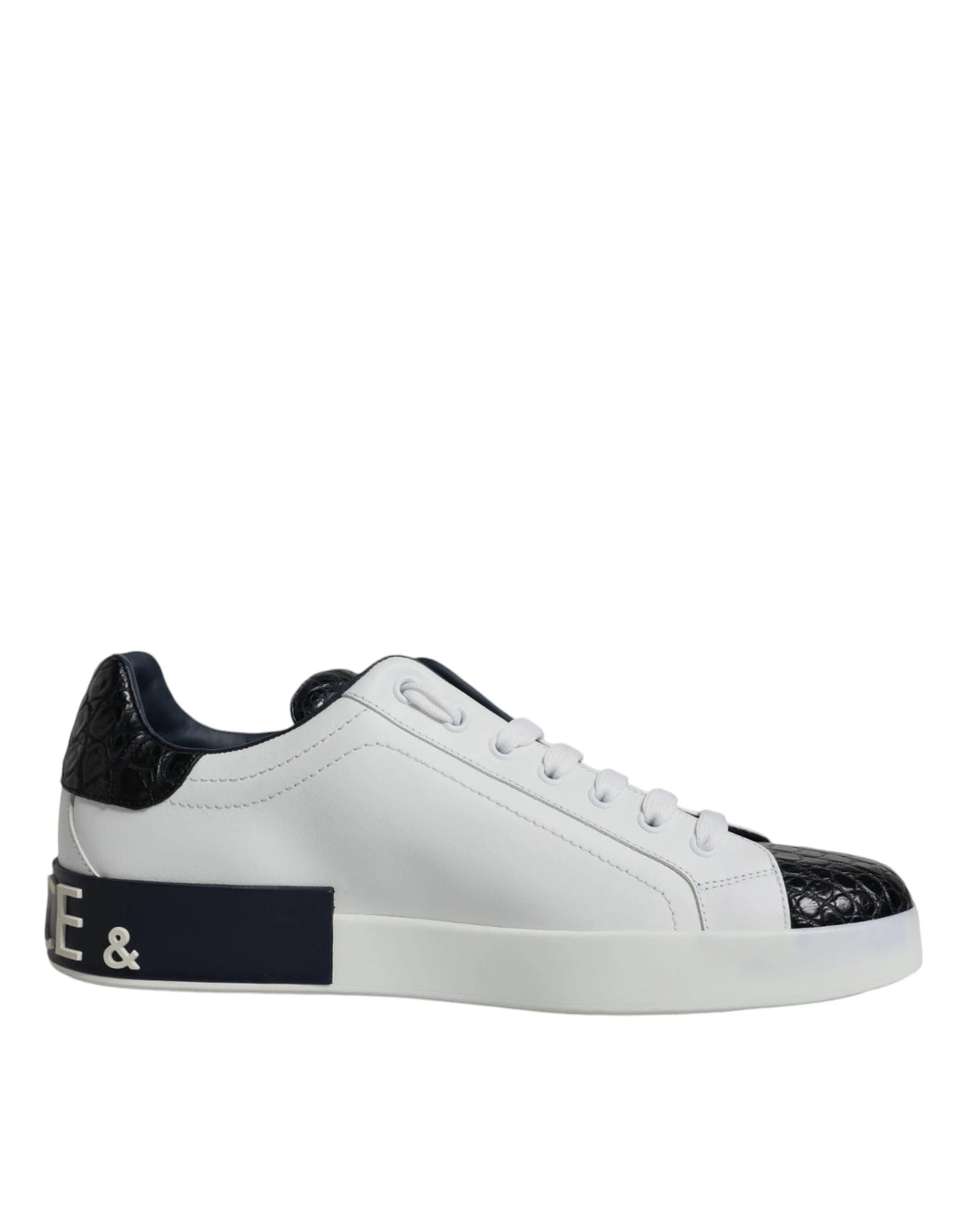 Dolce & Gabbana White Leather Logo Portofino Sneaker Shoes - Sneakers