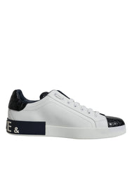 Dolce & Gabbana White Leather Logo Portofino Sneaker Shoes - Sneakers