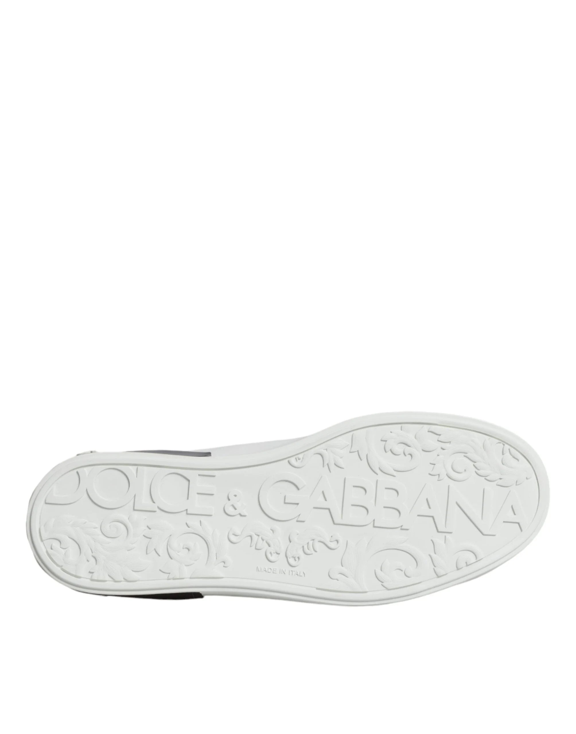Dolce & Gabbana White Leather Logo Portofino Sneaker Shoes - Sneakers