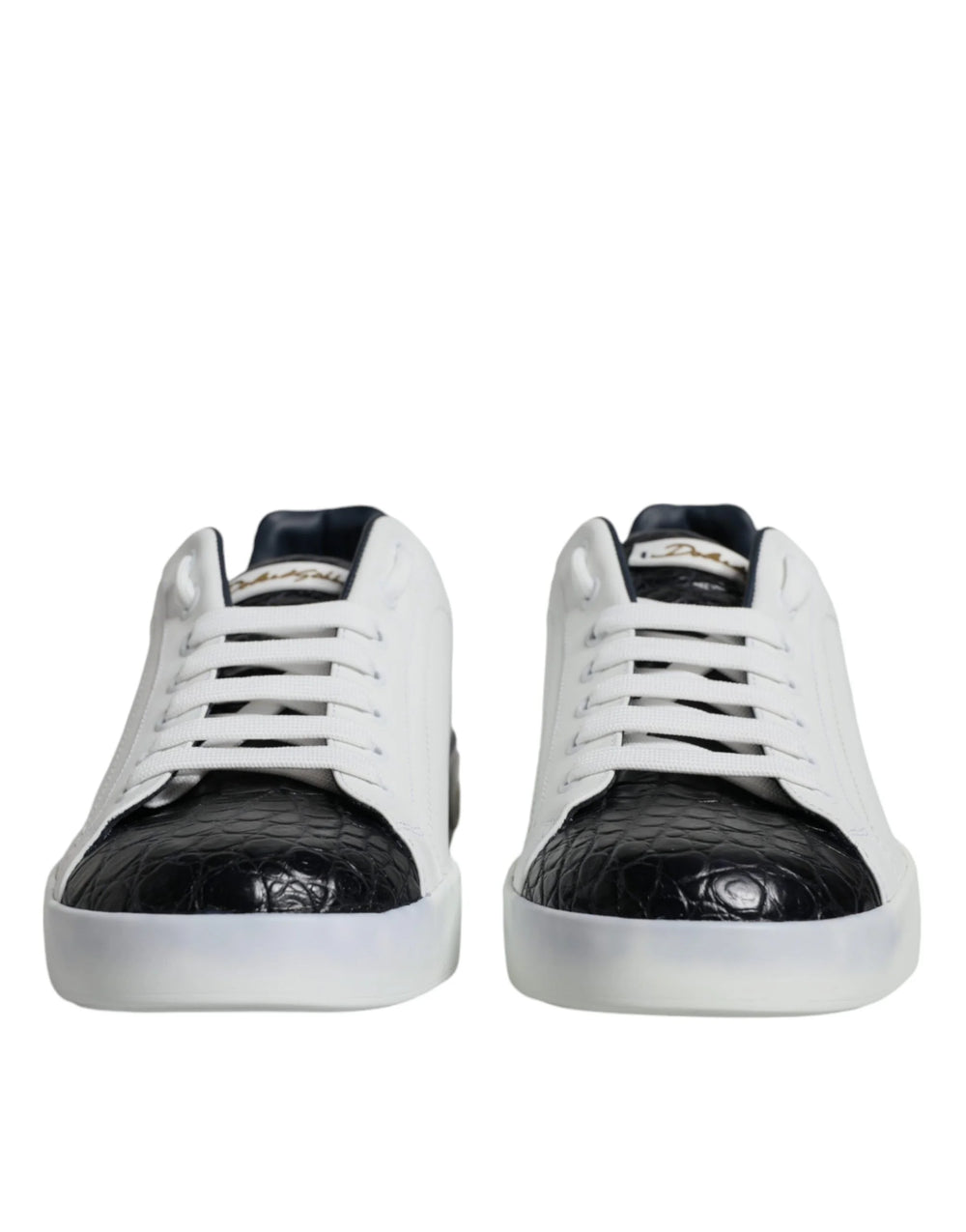 Dolce & Gabbana White Leather Logo Portofino Sneaker Shoes - Sneakers