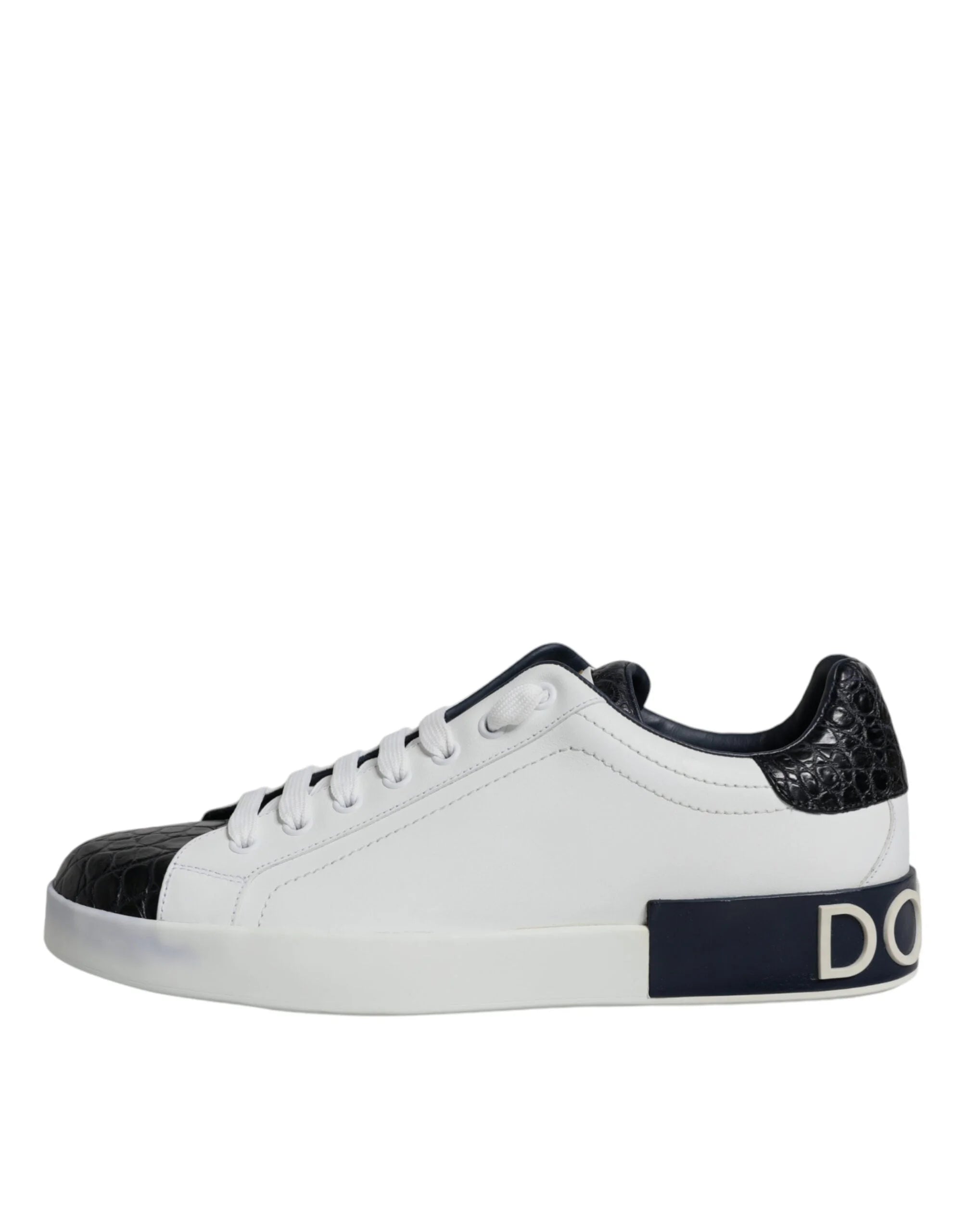 Dolce & Gabbana White Leather Logo Portofino Sneaker Shoes - Sneakers
