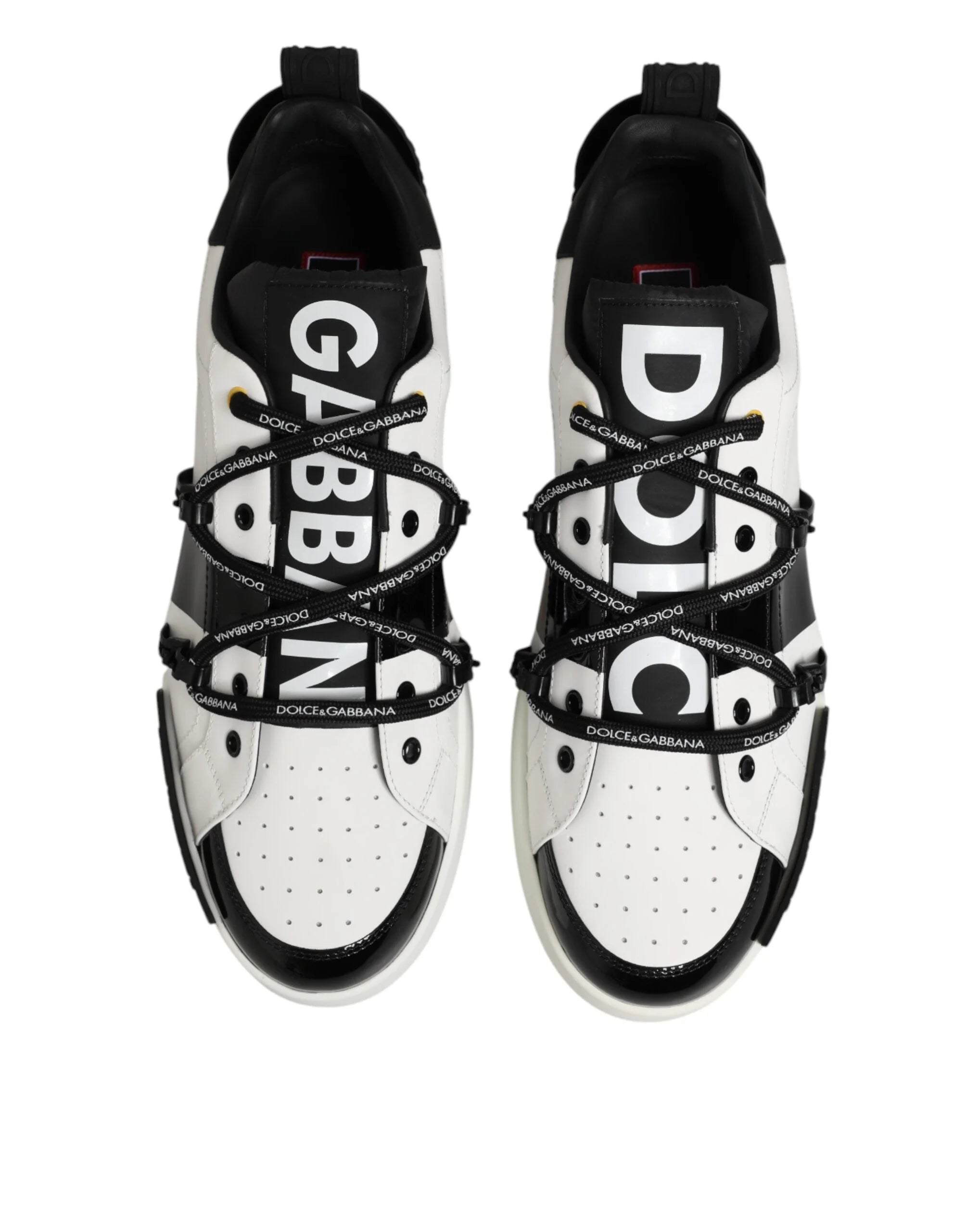 Dolce & Gabbana White Leather Logo Portofino Sneakers Shoes - EU47/US14 - Sneakers