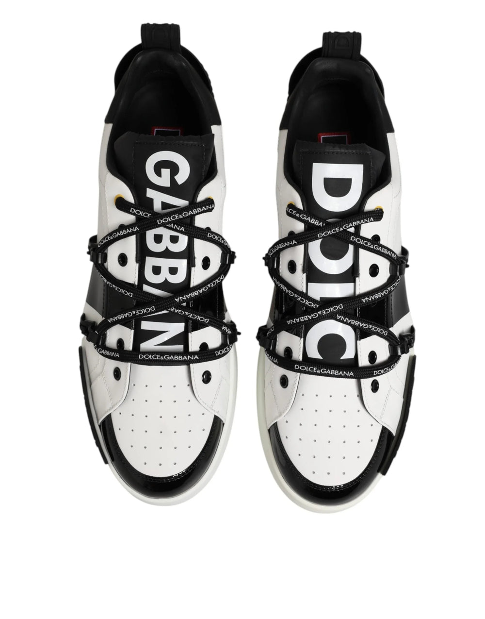 Dolce & Gabbana White Leather Logo Portofino Sneakers Shoes - EU47/US14 - Sneakers