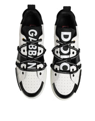 Dolce & Gabbana White Leather Logo Portofino Sneakers Shoes - EU47/US14 - Sneakers